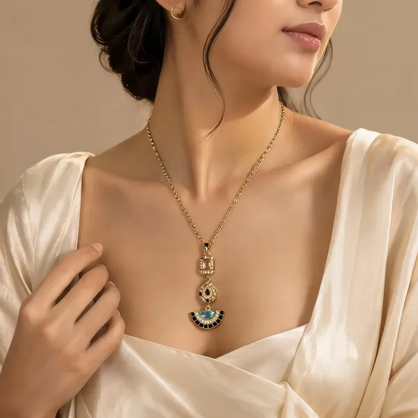 Gold_Multicolor_Stainless_Steel_Geometric_Pendant_Necklace_For_Women