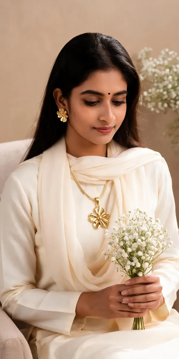 Gold_Stainless_Steel_Floral_Pendant_Necklace_And_Earrings_Set_For_Women