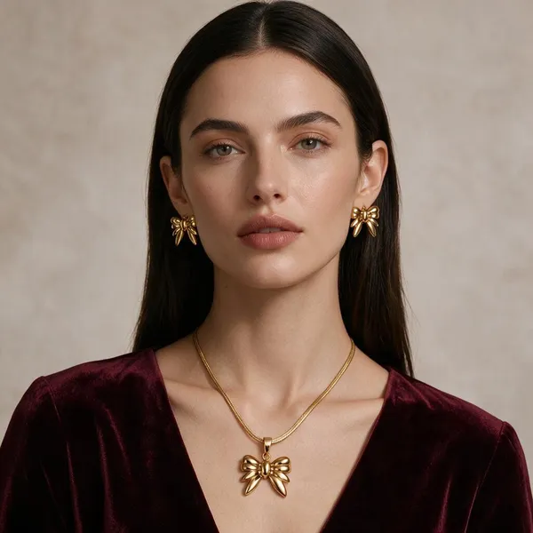 Gold_Alloy_Butterfly_Pendant_Necklace_Jewellery_Set_For_Women