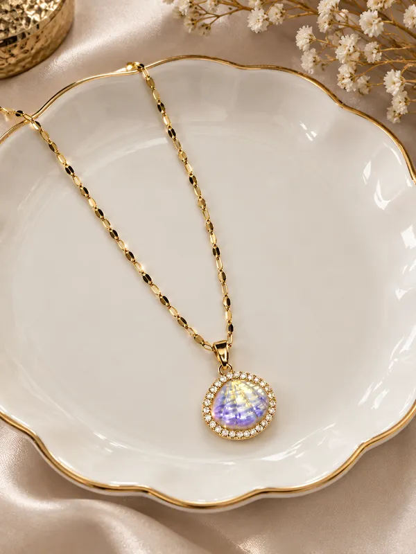Gold_Purple_Stainless_Steel_Round_Stone_Pendant_Necklace_For_Women