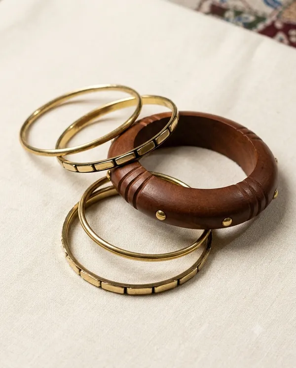 Brown_Gold_Wooden_Alloy_Layered_Bangle_Set_For_Women