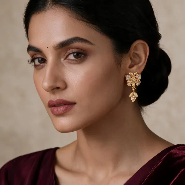 Gold_Alloy_Floral_Crystal_Drop_Earrings_For_Women