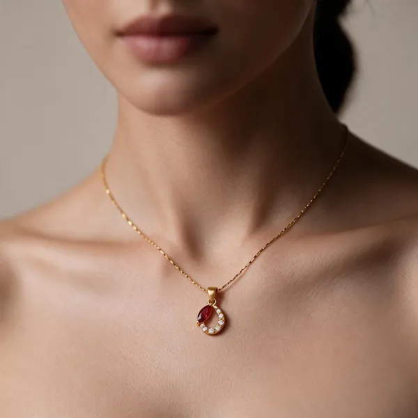 Gold_Alloy_Red_Stone_Teardrop_Pendant_Necklace_For_Women