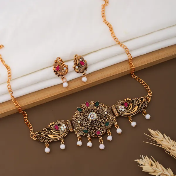 Gold_Alloy_Peacock_Stone_Traditional_Necklace_And_Earrings_Set_For_Women