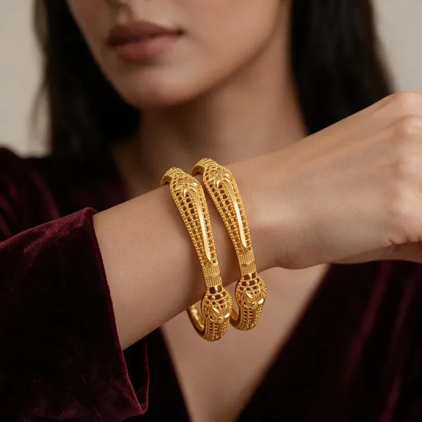 Gold_Alloy_Filigree_Openwork_Traditional_Bangle_Set_For_Women