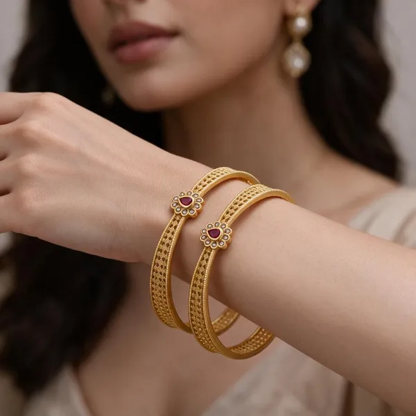 Gold_Alloy_Openwork_Floral_Embellished_Bangle_Set_For_Women
