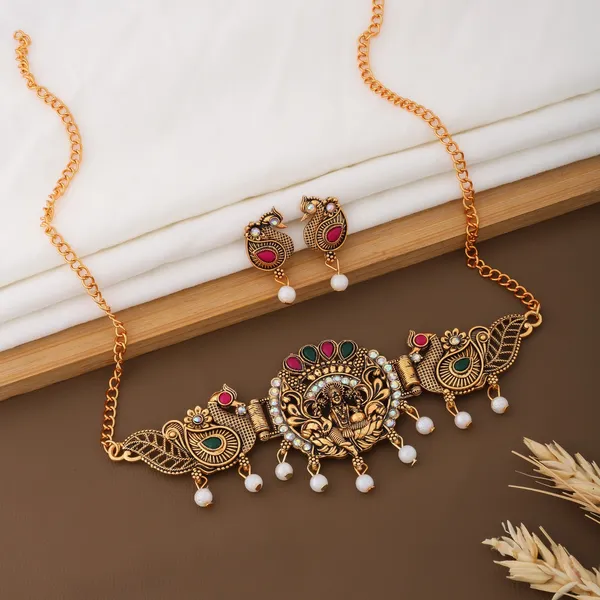 Gold_Alloy_Peacock_Stone_Traditional_Necklace_And_Earrings_Set_For_Women