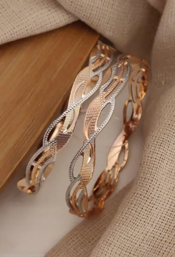 Multicolor_Alloy_Leaf_Wave_Textured_Bangle_Set_For_Women