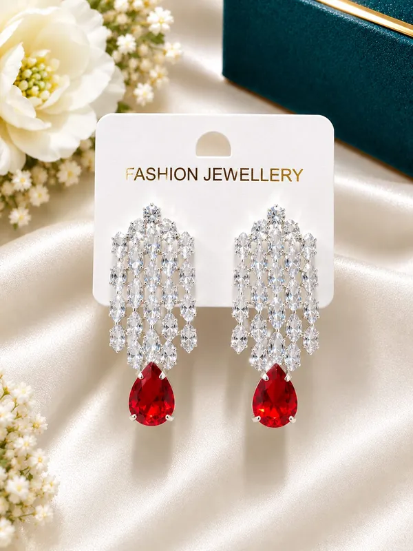 Silver_Red_Alloy_Chandelier_Crystal_Drop_Earrings_For_Women