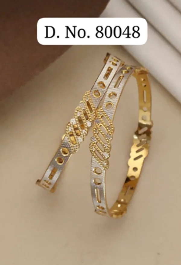Gold_Alloy_Geometric_Cutout_Two-Tone_Bangle_Set_For_Women