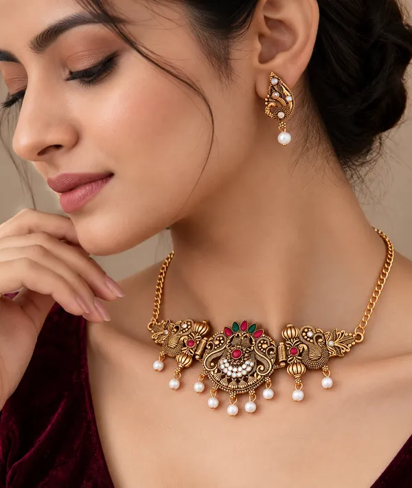 Gold_Alloy_Peacock_Stone_Traditional_Necklace_And_Earrings_Set_For_Women