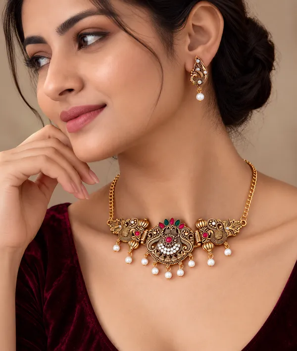 Gold_Alloy_Peacock_Stone_Traditional_Necklace_And_Earrings_Set_For_Women