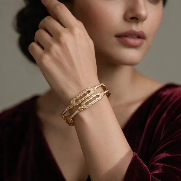 Gold_Alloy_Openwork_Ornate_Slim_Bangle_Set_For_Women