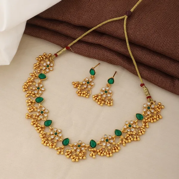 Gold_Green_Alloy_Floral_Stone_Traditional_Necklace_Set_For_Women