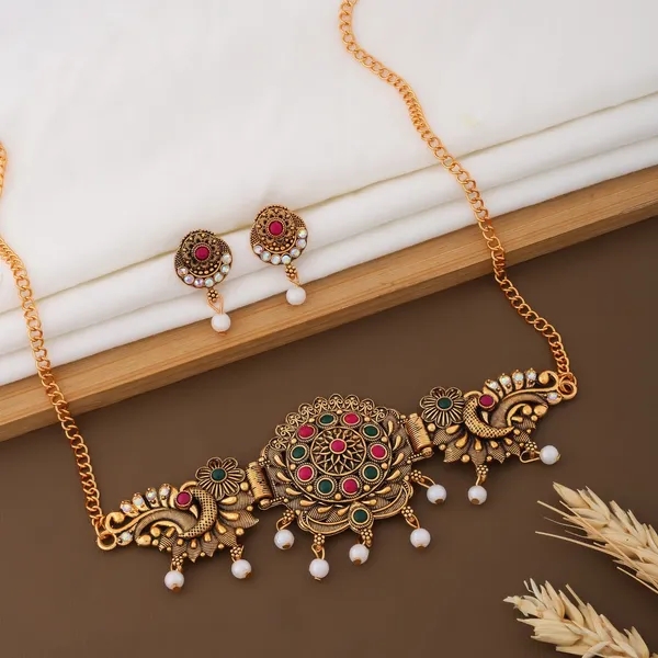 Gold_Alloy_Peacock_Stone_Traditional_Necklace_And_Earrings_Set_For_Women
