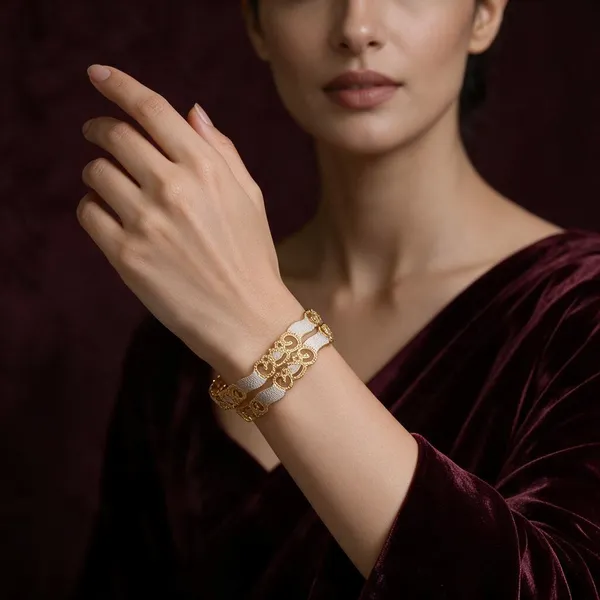Gold_Alloy_Traditional_Raised_Texture_Bangle_Set_For_Women