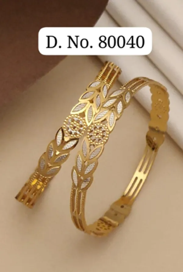 Gold_Alloy_Floral_Open_Cuff_Bangle_Set_For_Women