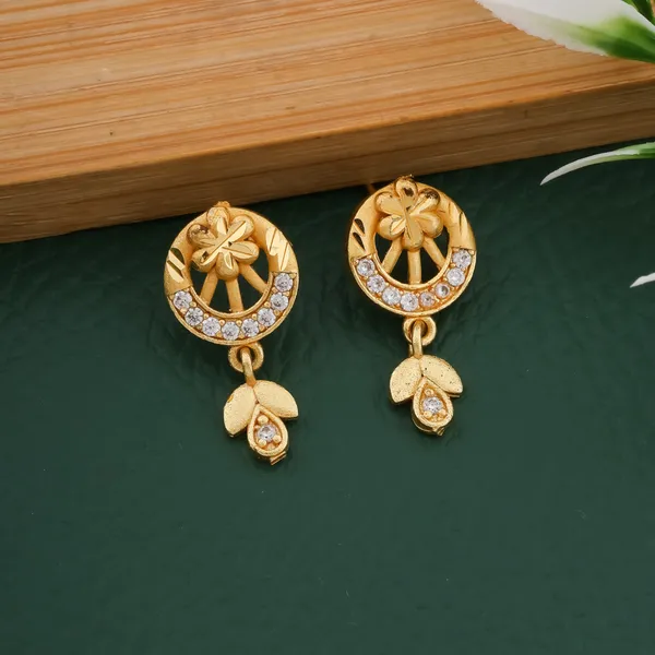 Gold_Alloy_Floral_Round_Top_Drop_Earrings_For_Women