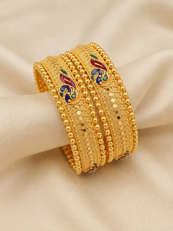 Gold_Alloy_Meenakari_Paisley_Motif_Bangle_Set_For_Women