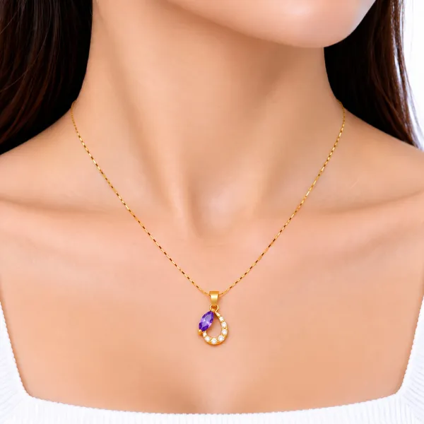 Gold_Alloy_Purple_Stone_Drop_Pendant_Necklace_For_Women