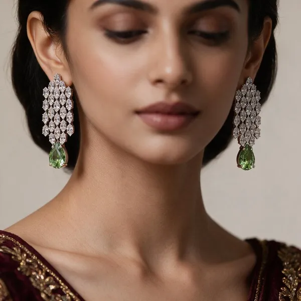 Silver_Green_Alloy_Chandelier_Crystal_Drop_Earrings_For_Women