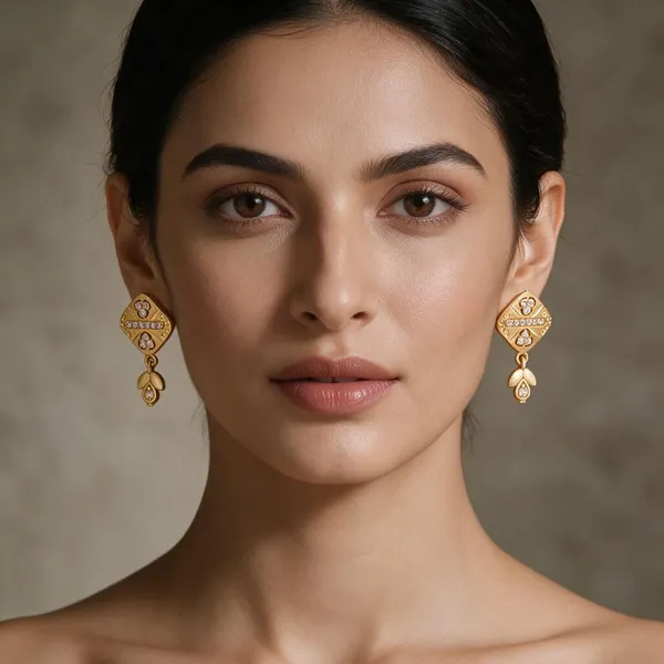Gold_Alloy_Square_Floral_Teardrop_Drop_Earrings_For_Women