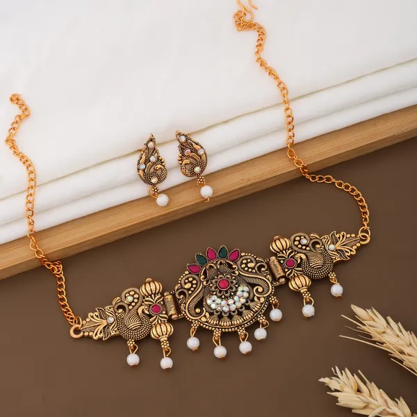 Gold_Alloy_Peacock_Stone_Traditional_Necklace_And_Earrings_Set_For_Women