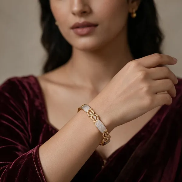 Gold_Alloy_Teardrop_Loop_Motif_Bangle_Set_For_Women