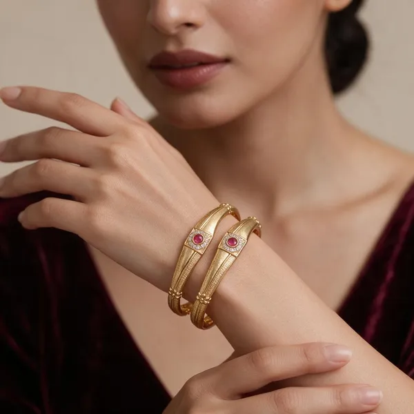 Gold_Alloy_Red_Stone_Square_Motif_Bangle_Set_For_Women