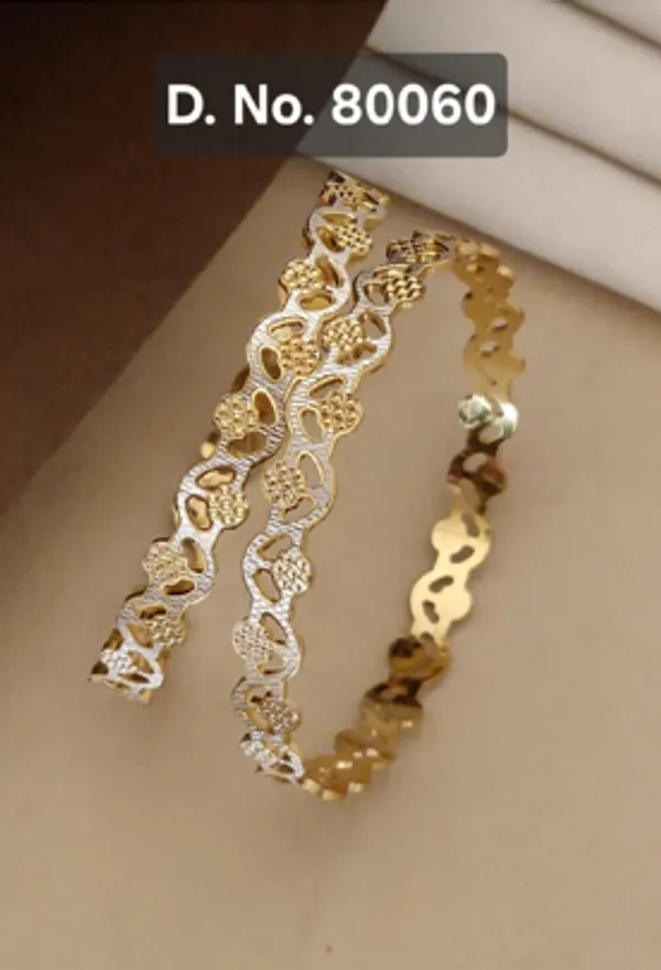 Gold_Silver_Alloy_Two-Tone_Floral_Link_Bangle_Set_For_Women