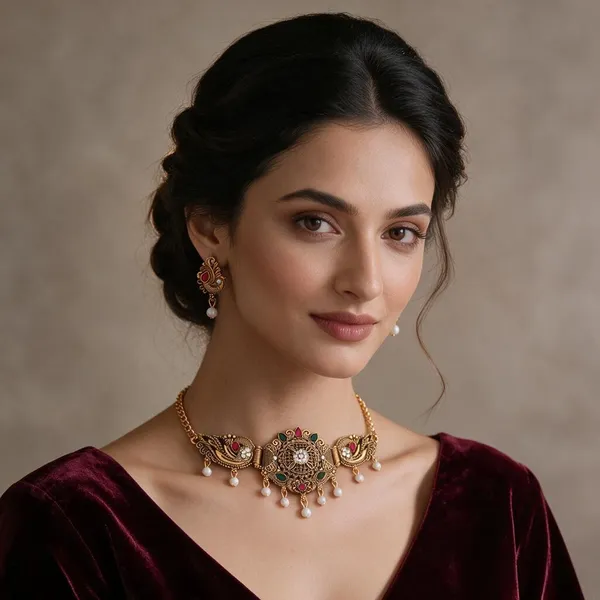 Gold_Alloy_Peacock_Stone_Traditional_Necklace_And_Earrings_Set_For_Women