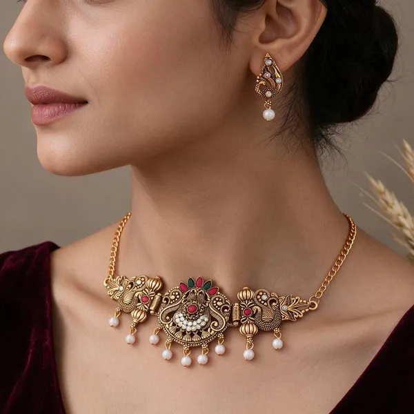 Gold_Alloy_Peacock_Stone_Traditional_Necklace_And_Earrings_Set_For_Women
