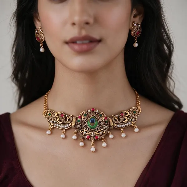 Gold_Alloy_Peacock_Stone_Traditional_Necklace_And_Earrings_Set_For_Women