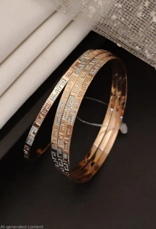 Rose_Gold_Alloy_Geometric_Stone-Accent_Bangle_Set_For_Women