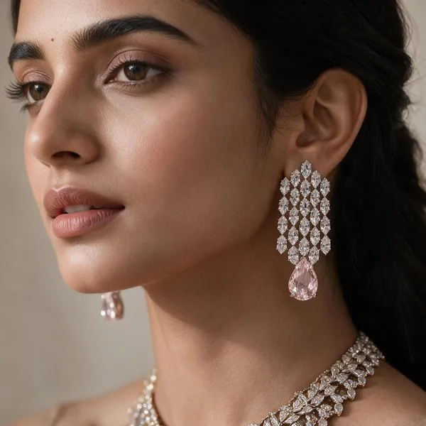 Silver_Pink_Alloy_Crystal_Drop_Earrings_For_Women