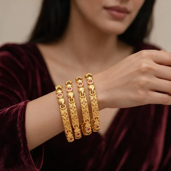 Gold_Alloy_Floral_Stone_Studded_Layered_Bangle_Set_For_Women