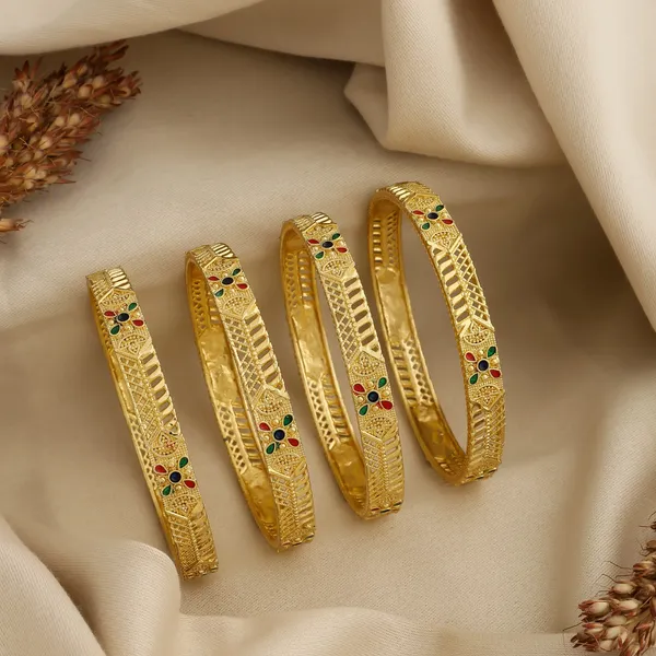 Gold_Alloy_Red_Green_Stone_Traditional_Bangle_Set_For_Women