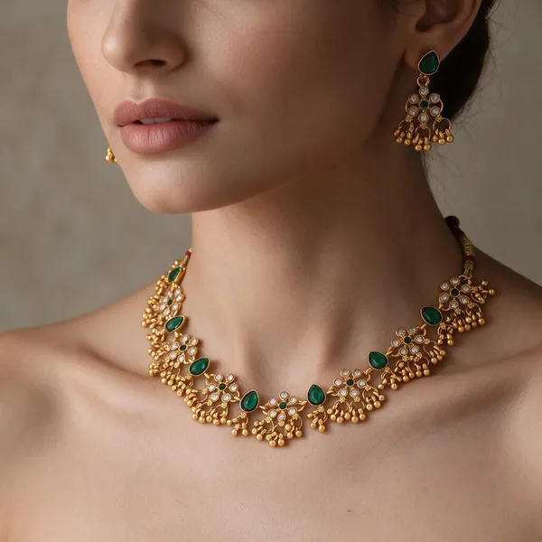 Gold_Green_Alloy_Floral_Stone_Traditional_Necklace_Set_For_Women