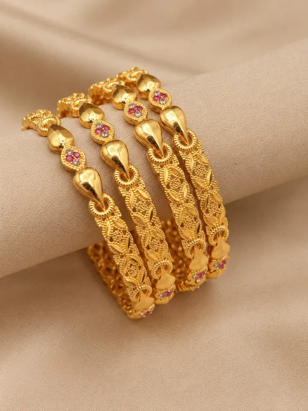 Gold_Alloy_Floral_Stone_Studded_Layered_Bangle_Set_For_Women