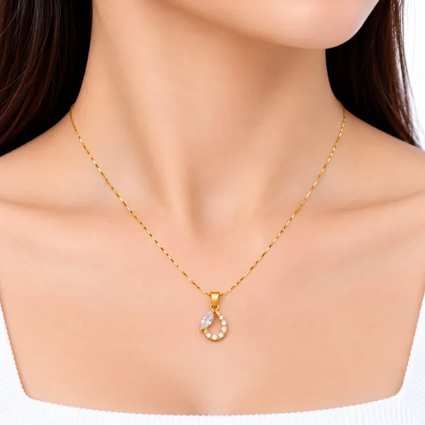 Gold_Alloy_Clear_Stone_Teardrop_Pendant_Necklace_For_Women