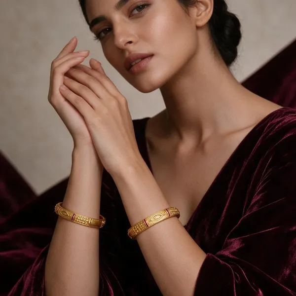 Gold_Alloy_Embossed_Maroon_Accent_Traditional_Bangle_Set_For_Women