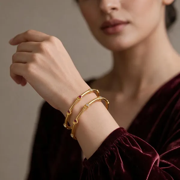 Gold_Alloy_Red_Stone_Elongated_Bangle_Set_For_Women