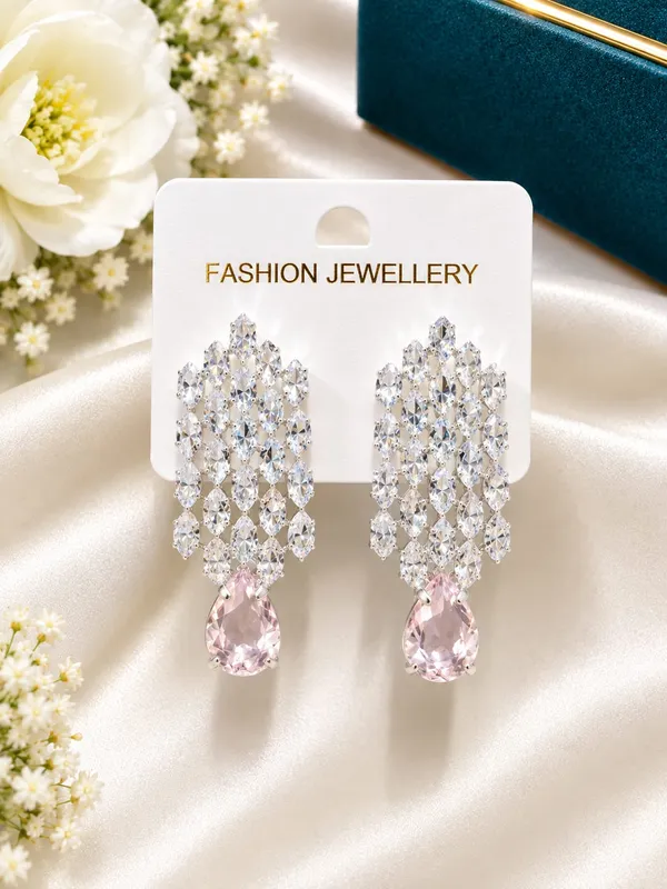 Silver_Pink_Alloy_Crystal_Drop_Earrings_For_Women