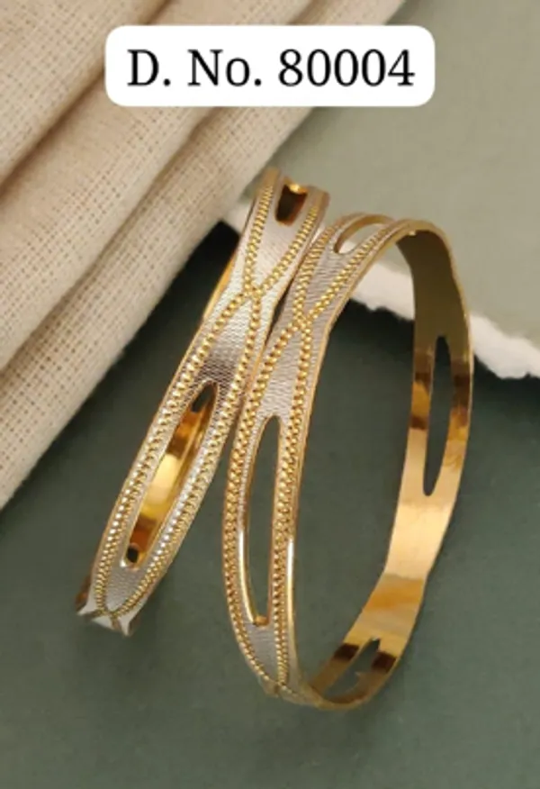 Gold_Alloy_Beaded_Cutout_Open_Cuff_Bangle_Set_For_Women
