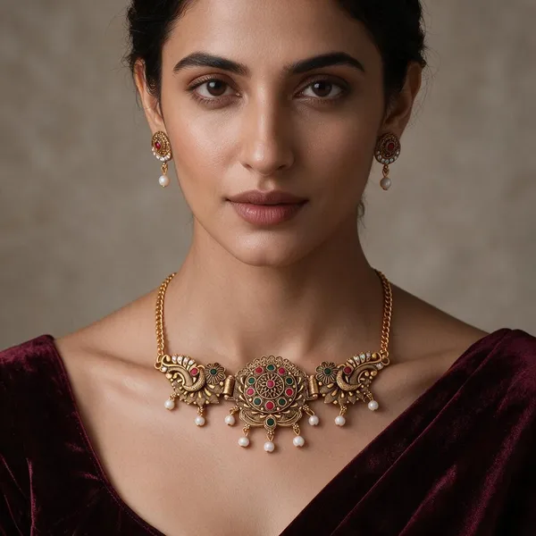 Gold_Alloy_Peacock_Stone_Traditional_Necklace_And_Earrings_Set_For_Women