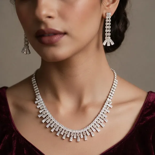 Silver_Alloy_Crystal_Rectangular_Drop_Necklace_Set_For_Women