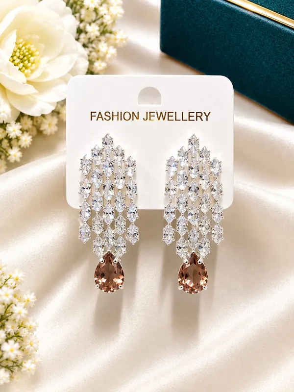 Silver_Brown_Alloy_Chandelier_Crystal_Drop_Earrings_For_Women