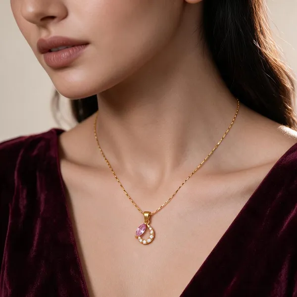 Gold_Alloy_Pink_Stone_Drop_Pendant_Necklace_For_Women