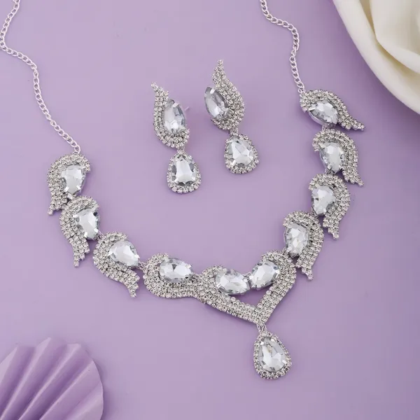 Silver_Alloy_Crystal_Leaf_Teardrop_Pendant_Necklace_And_Earrings_Set_For_Women