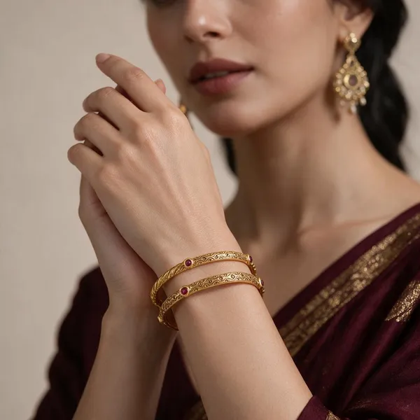 Gold_Alloy_Engraved_Floral_Red_Stone_Bangle_Set_For_Women